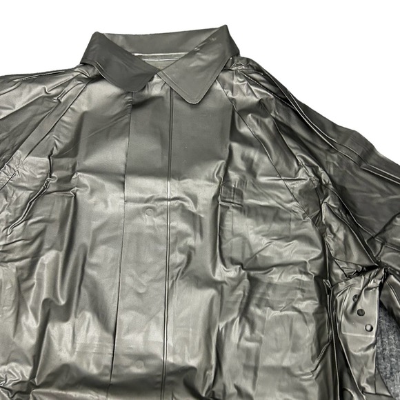 1960s NWT Mod Steel Grey Vinyl Rain Jacket In Box Fetish / Men’s Small * - Picture 2 of 5